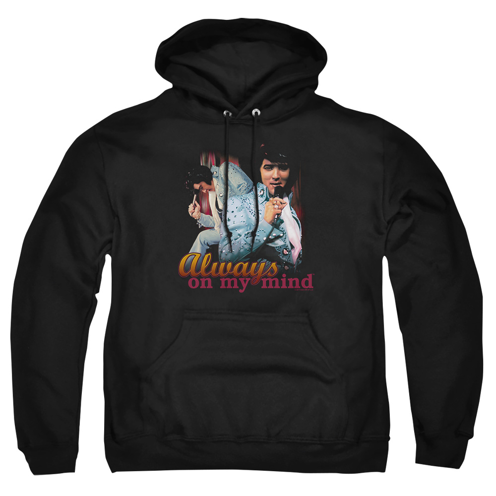 ELV698-AFTH-2 Elvis Presley Always on My Mind Adult Pullover Hoodie, Black - Medium