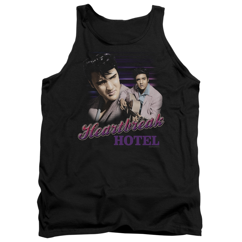 ELV724-TK-2 Elvis Presley Heartbreak Hotel Adult Tank Top, Black - Medium