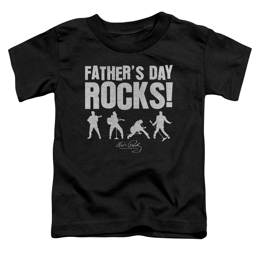 ELV887-TT-3 Elvis Presley Fathers Day Rocks Toddler Short Sleeve T-Shirt, Black - Large 4T