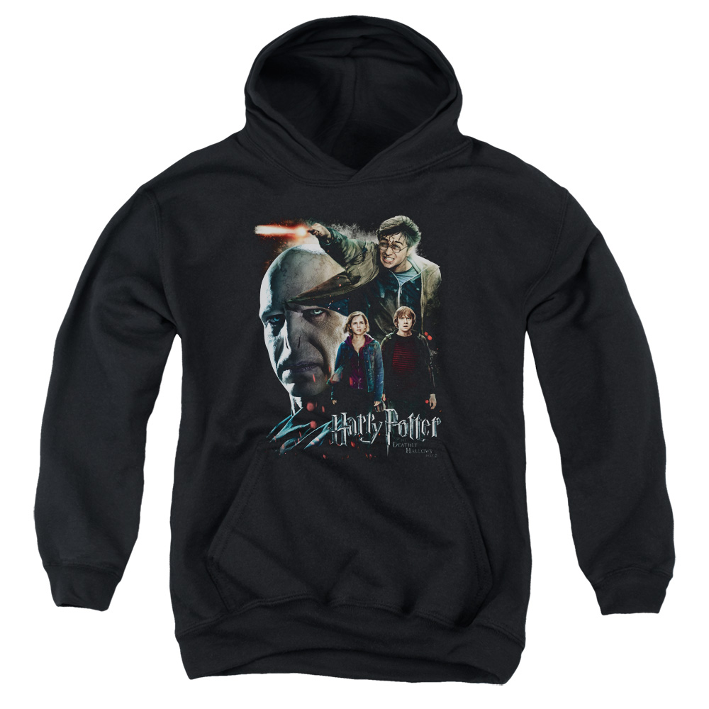 HP8065-YFTH-2 Harry Potter Final Fight Youth Hooded Sweatshirt, Black - Medium
