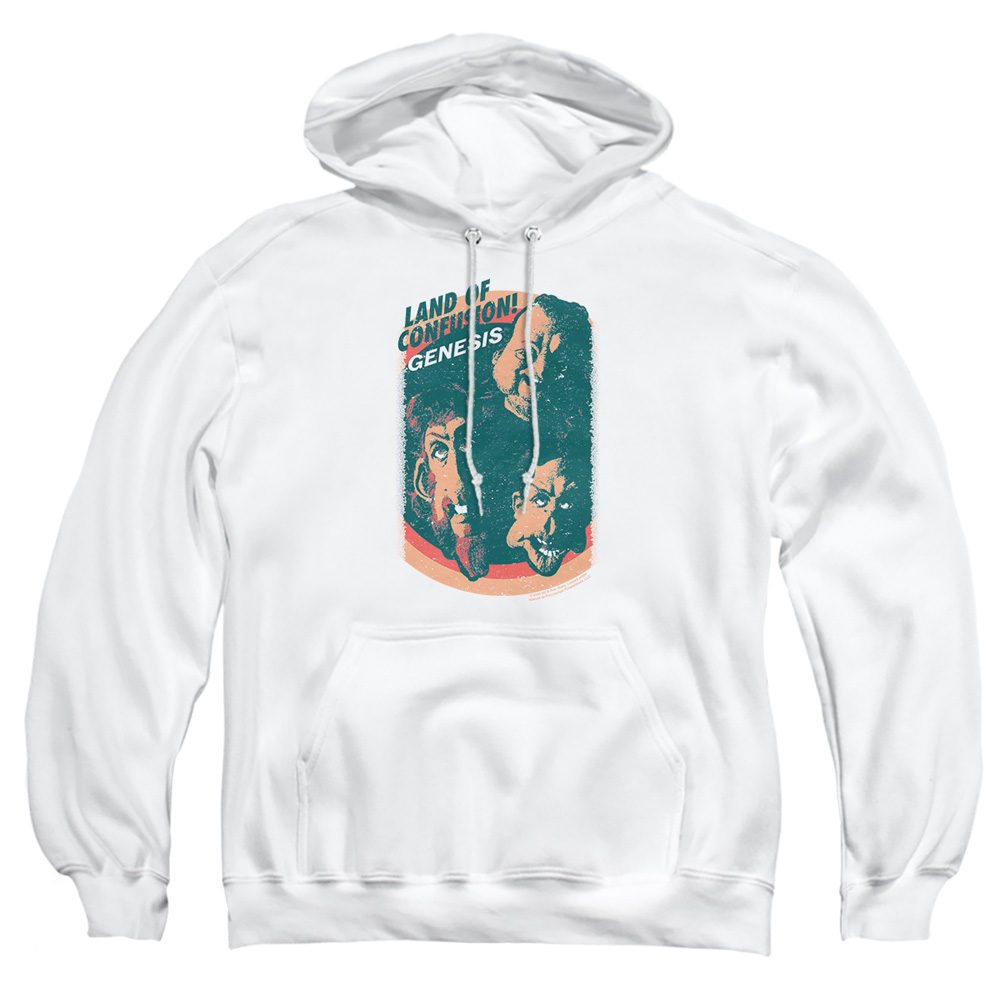 PERRY194-AFTH-2 Genesis Land of Confusion Adult Pullover Hoodie, White - Medium