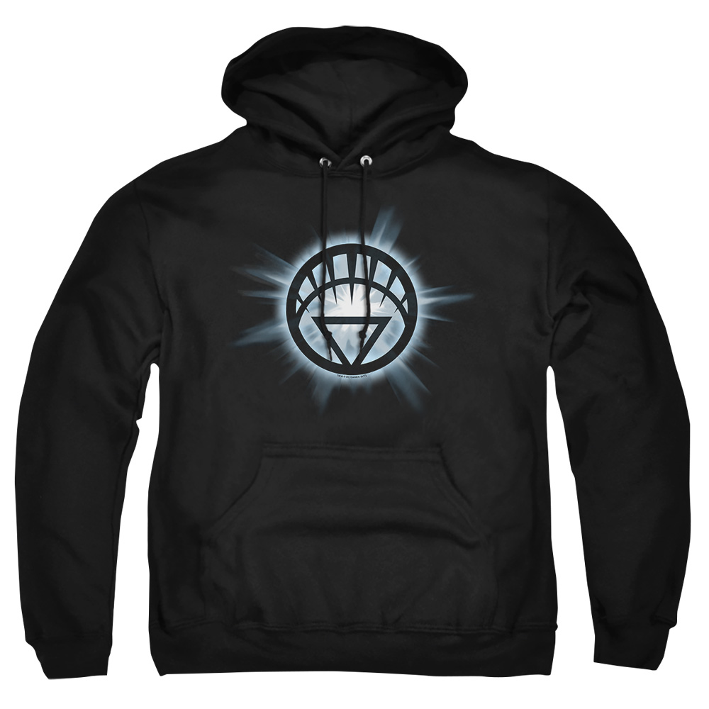 GL296-AFTH-8 Green Lantern White Glow Adult Pullover Hoodie, Black - 5X