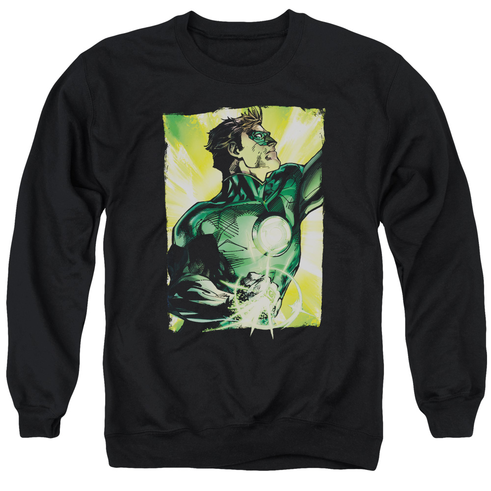 GL364-AS-2 Green Lantern Up Up Adult Crewneck Sweatshirt, Black - Medium