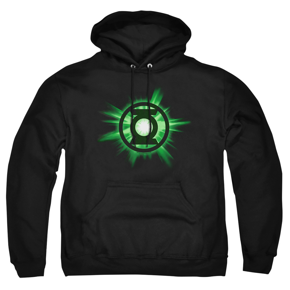 GL291-AFTH-7 Green Lantern Glow Adult Pullover Hoodie, Black - 4X