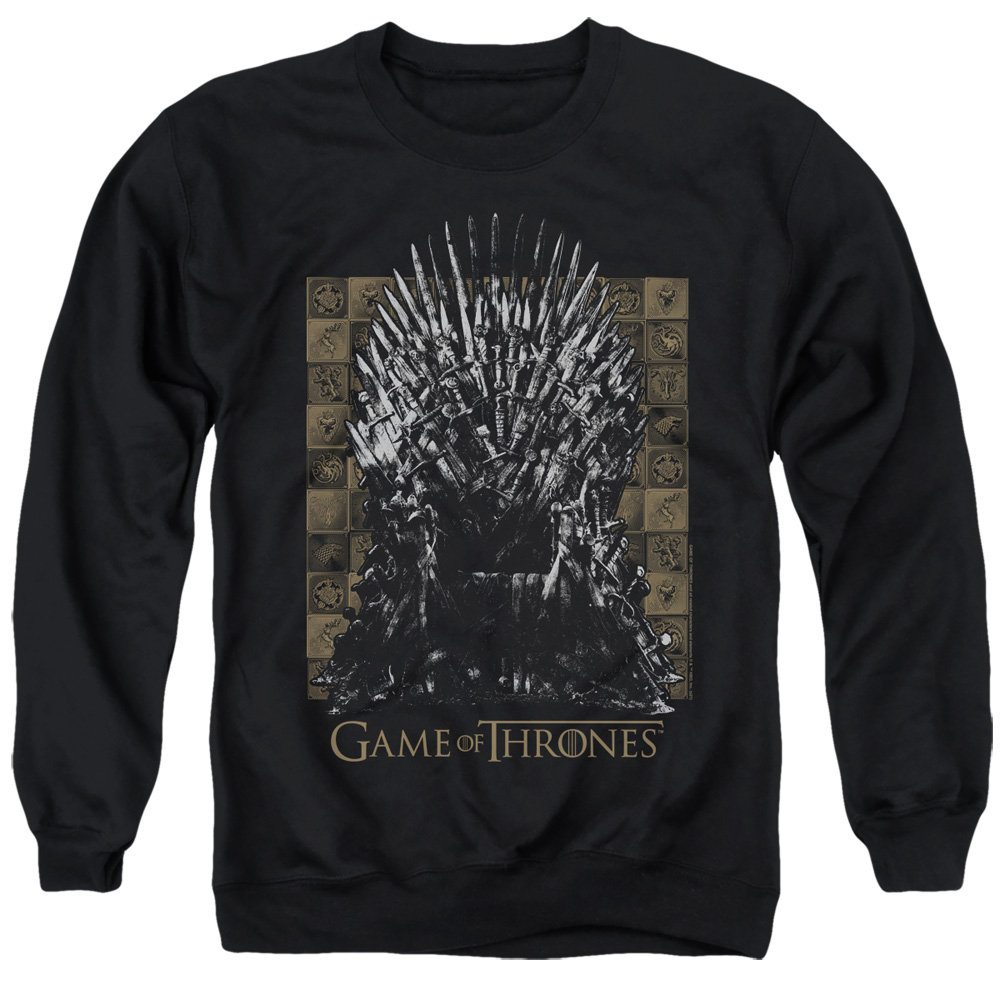 GOT100-AS-4 Game of Thrones Iron Throne Adult Crewneck Sweatshirt, Black - Extra Large