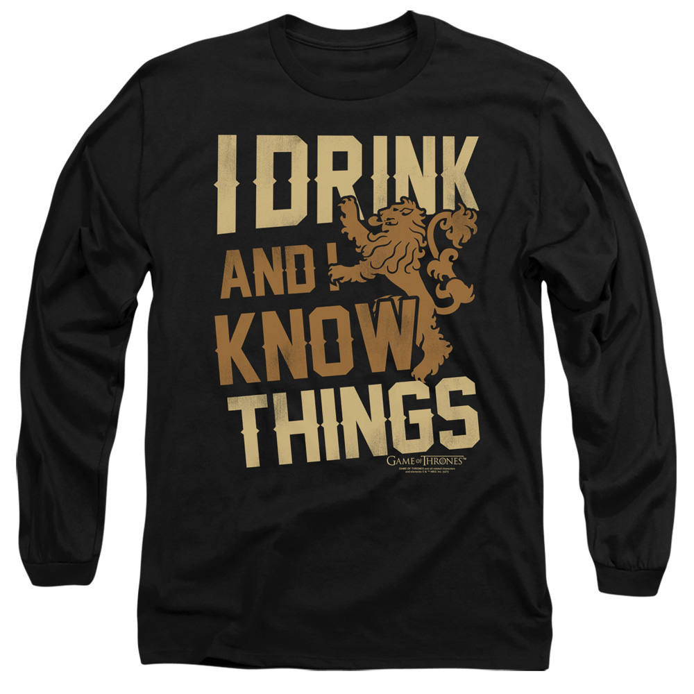 GOT236-AL-6 Game of Thrones Know Things Adult Long Sleeve T-Shirt, Black - 3X