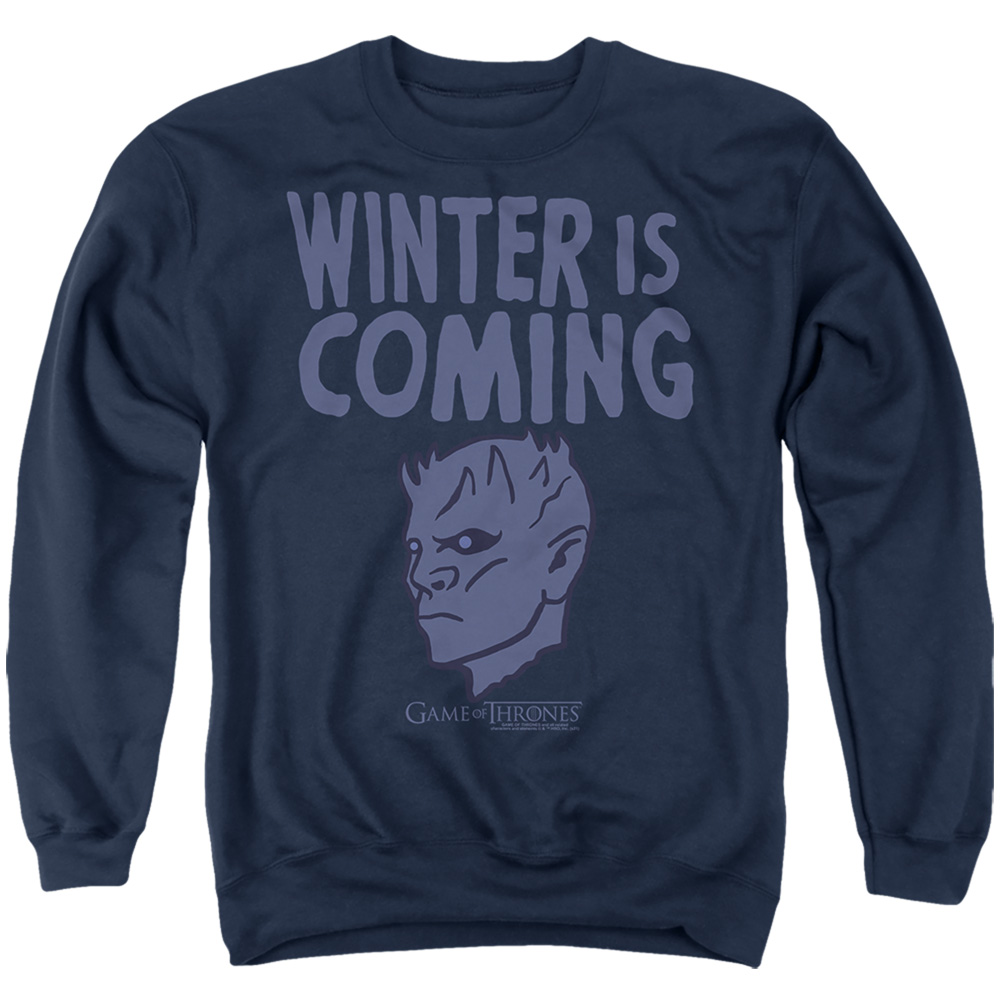 GOT238-AS-1 Game of Thrones The Warning Adult Crewneck Sweatshirt, Navy - Small