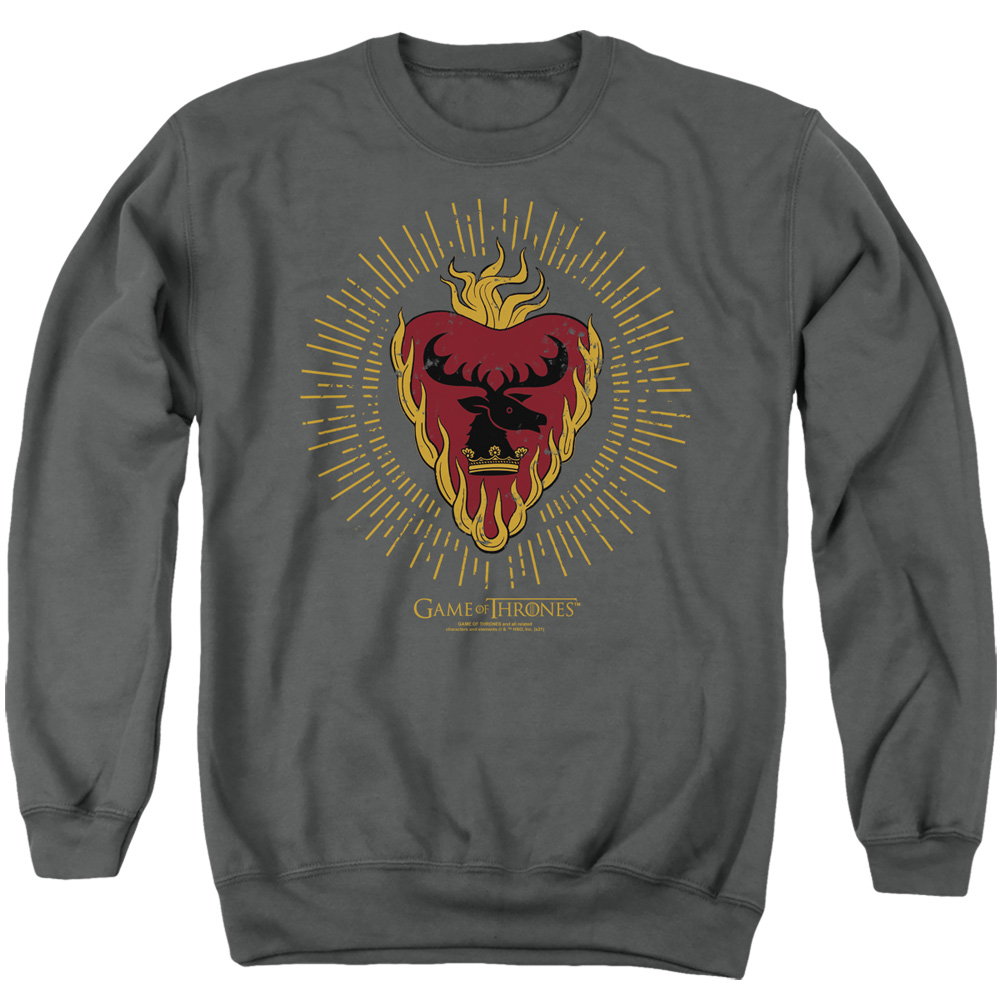 GOT212-AS-2 Game of Thrones Stannis Baratheon Burst Sigils Adult Crewneck Sweatshirt, Charcoal - Medium