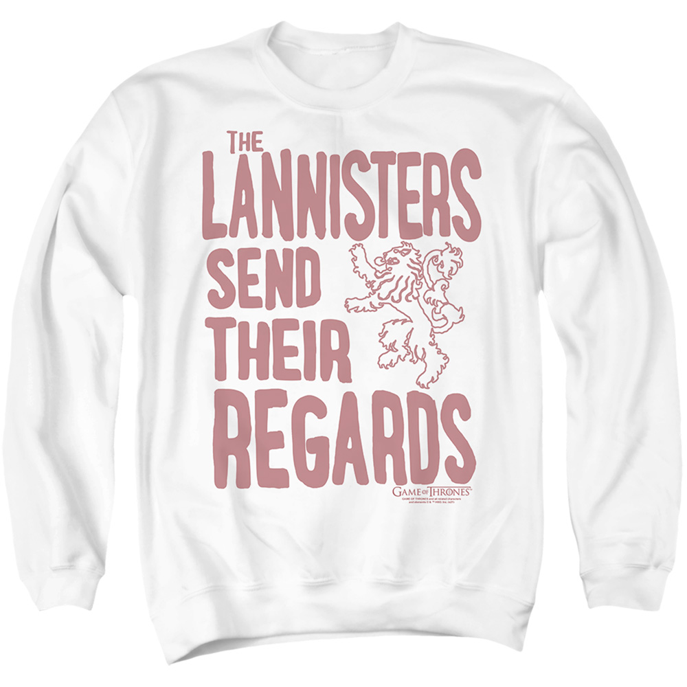 GOT243-AS-5 Game of Thrones The Warm Regards Adult Crewneck Sweatshirt, White - 2X