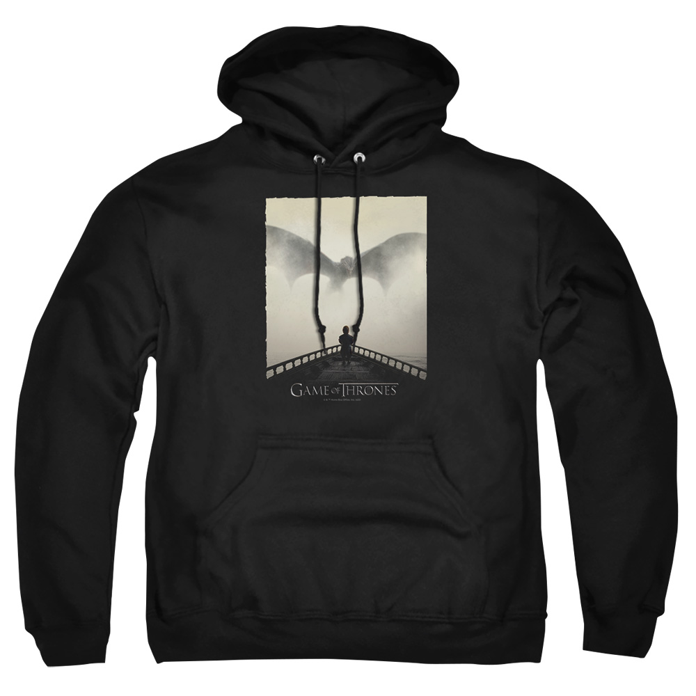 GOT254-AFTH-1 Game of Thrones Dragon 1 Adult Pullover Hoodie, Black - Small