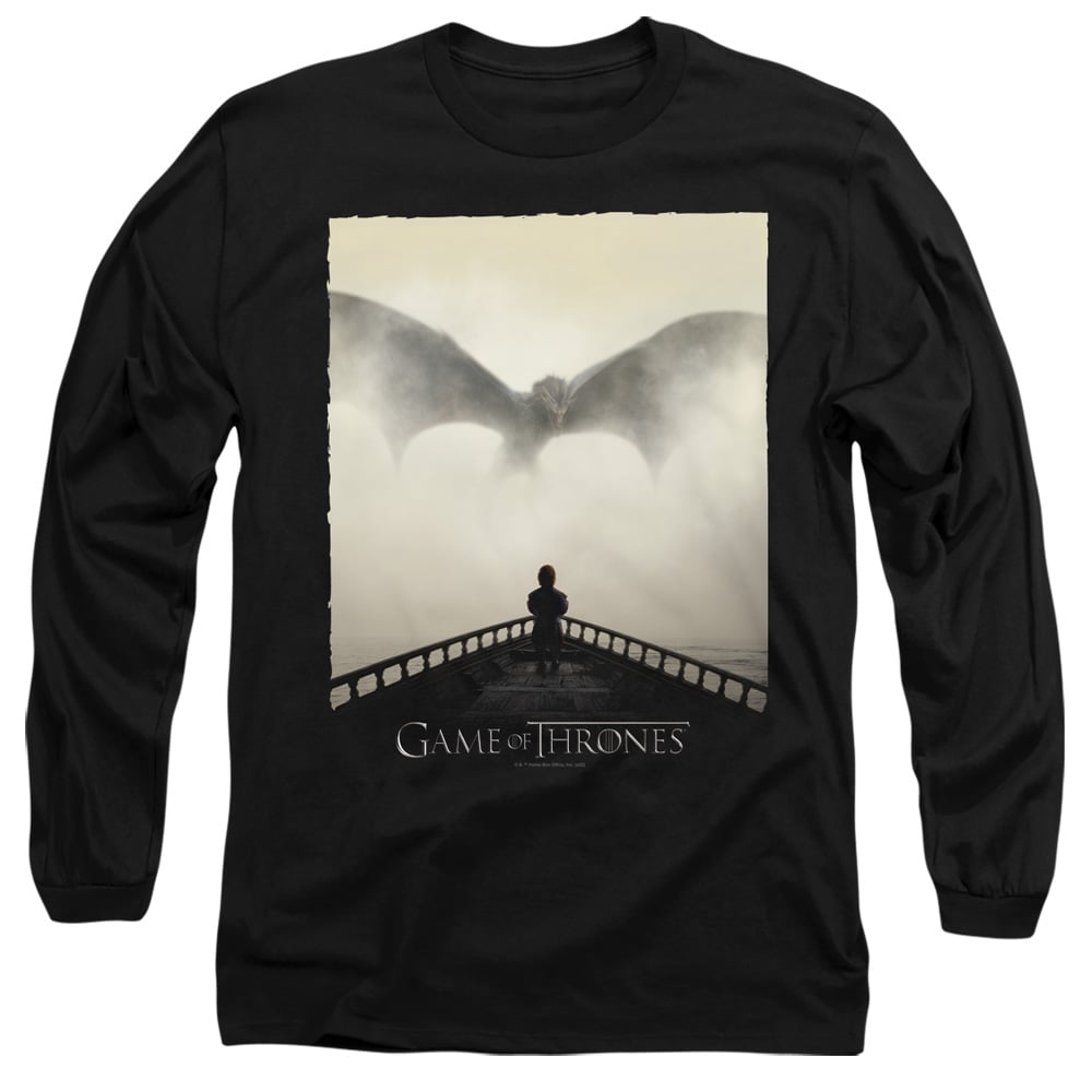 GOT254-AL-6 Game of Thrones Dragon 1 Adult Long Sleeve T-Shirt, Black - 3X