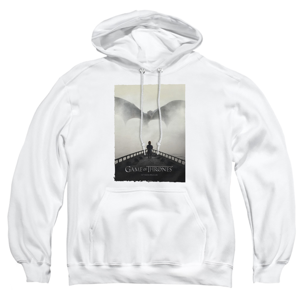 GOT256-AFTH-5 Game of Thrones Dragon 3 Adult Pullover Hoodie, White - 2X