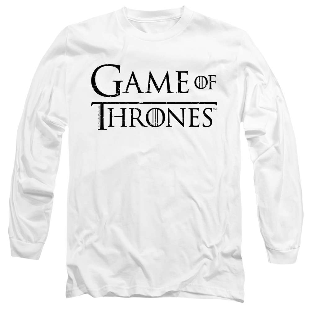 GOT259-AL-5 Game of Thrones Logo 2 Adult Long Sleeve T-Shirt, White - 2X
