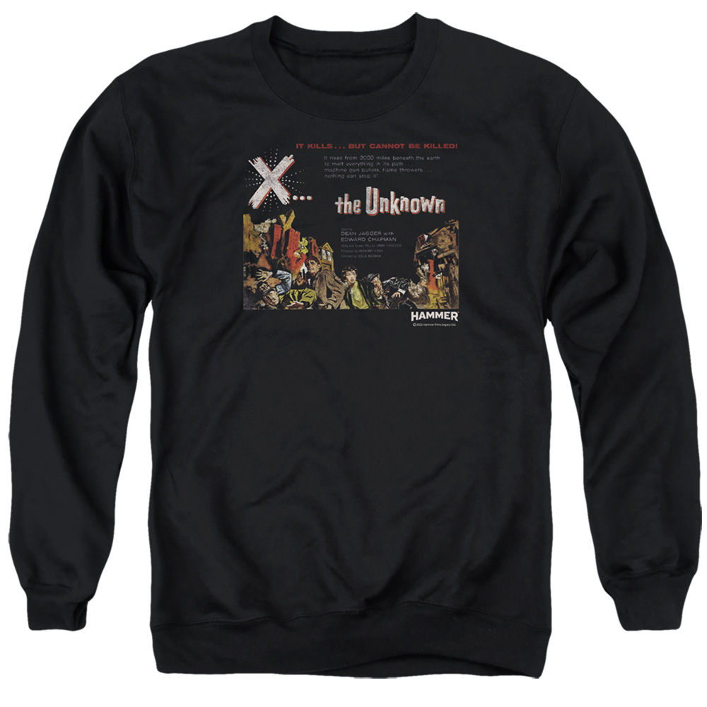 HHOH10028-AS-6 Hammer House of Horror The Unknown Adult Crewneck Sweatshirt, Black - 3X