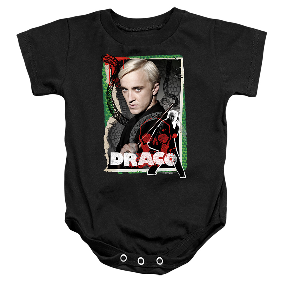 HP7027-SS-4 Harry Potter Draco Malfoy Photo Collage Infant Snapsuit, Black - Extra Large - 24 Month