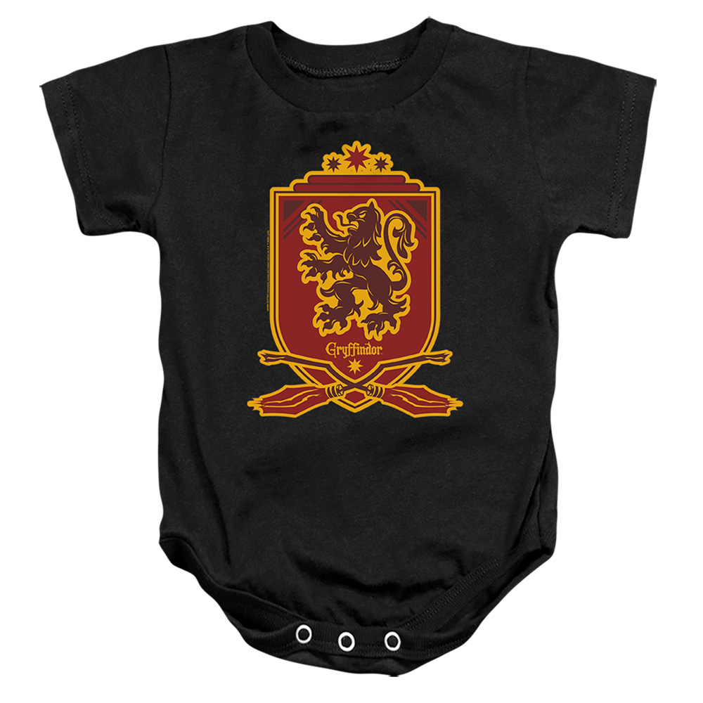 HP8418-SS-2 Harry Potter Gryffindor Broomstick Decalr Logo Infant Snapsuit, Black - Medium - 12 Month