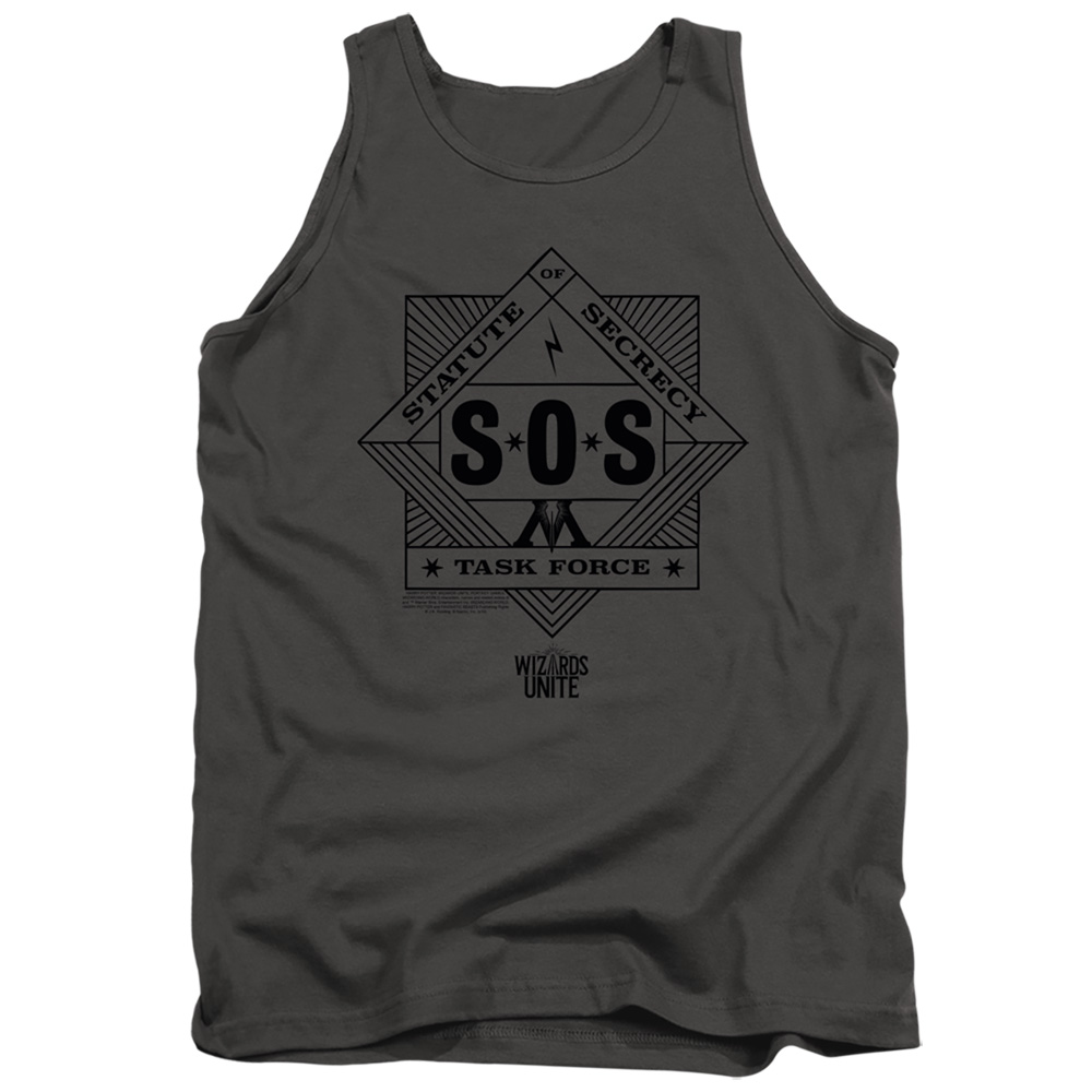 HP9046-TK-2 Harry Potter Wizards Unite Sos Task Force Adult Tank Top, Charcoal - Medium