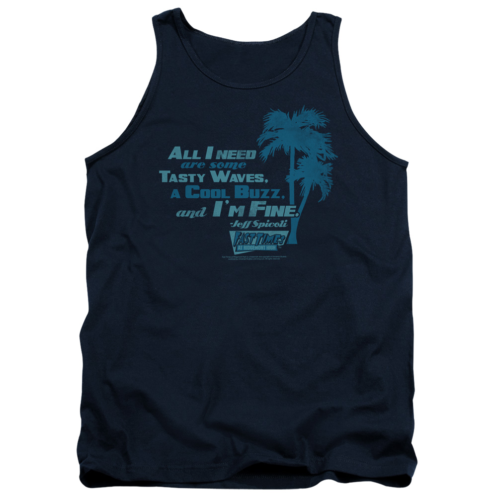 UNI267-TK-2 Fast Times Ridgemont High All I Need Adult Tank Top, Navy - Medium