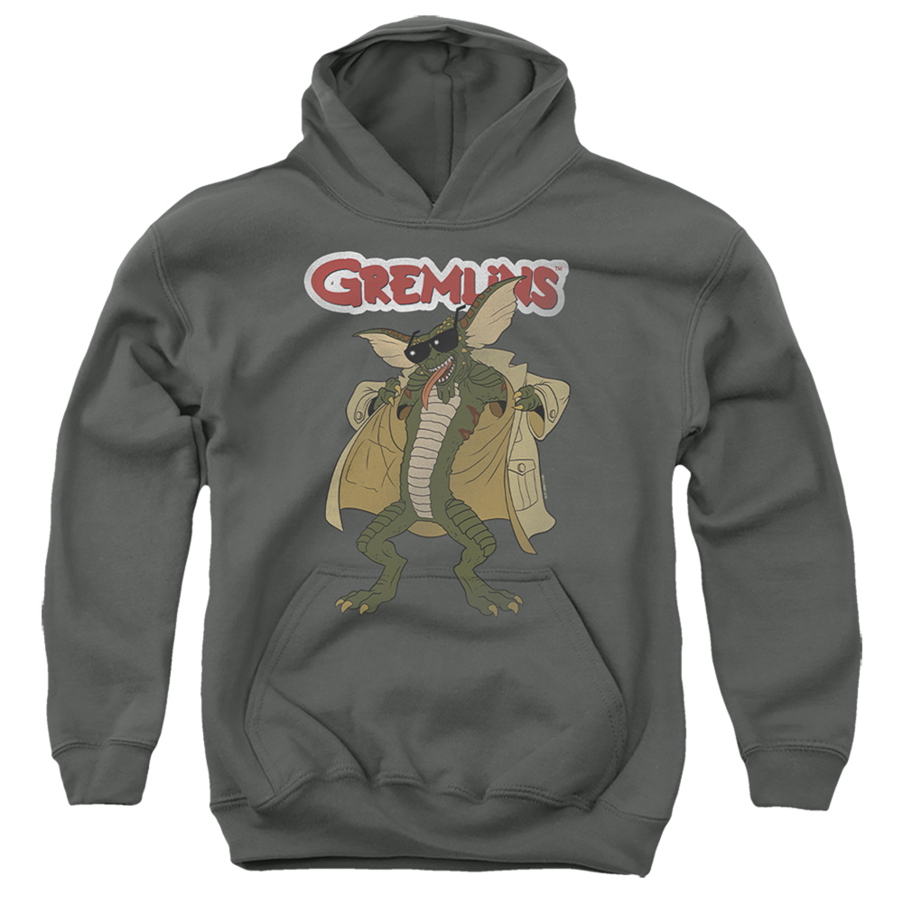WBM774-YFTH-4 Gremlins Flasher Youth Hooded Sweatshirt, Charcoal - Extra Large