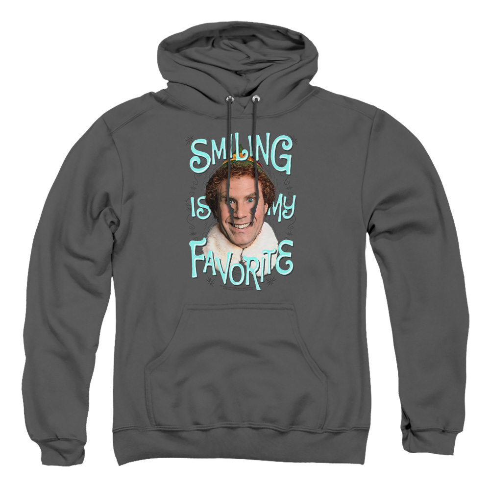WBM645-AFTH-3 ELF Smiling Adult Pullover Hoodie, Charcoal - Large