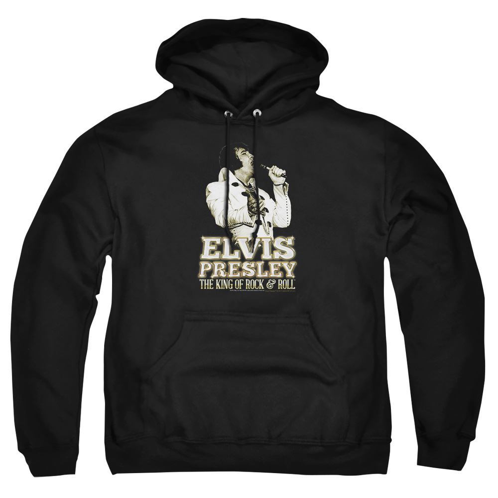 ELV785-AFTH-3 Elvis Presley Golden Adult Pullover Hoodie, Black - Large