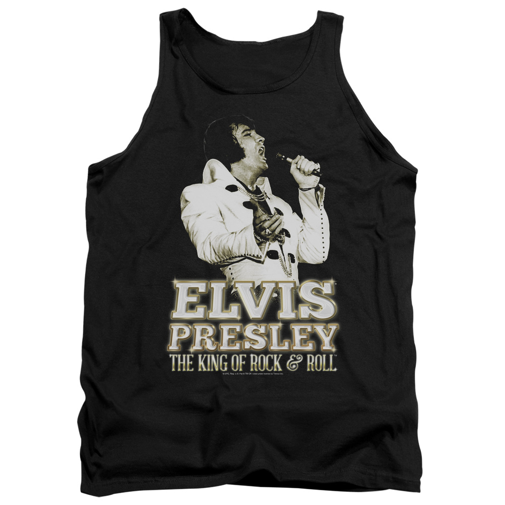 ELV785-TK-5 Elvis Presley Golden Adult Tank Top, Black - 2X