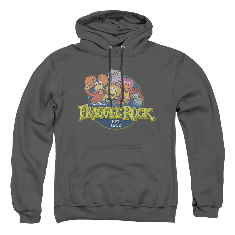 FR102-AFTH-4 Fraggle Rock Circle Logo Adult Pullover Hoodie, Charcoal - Extra Large