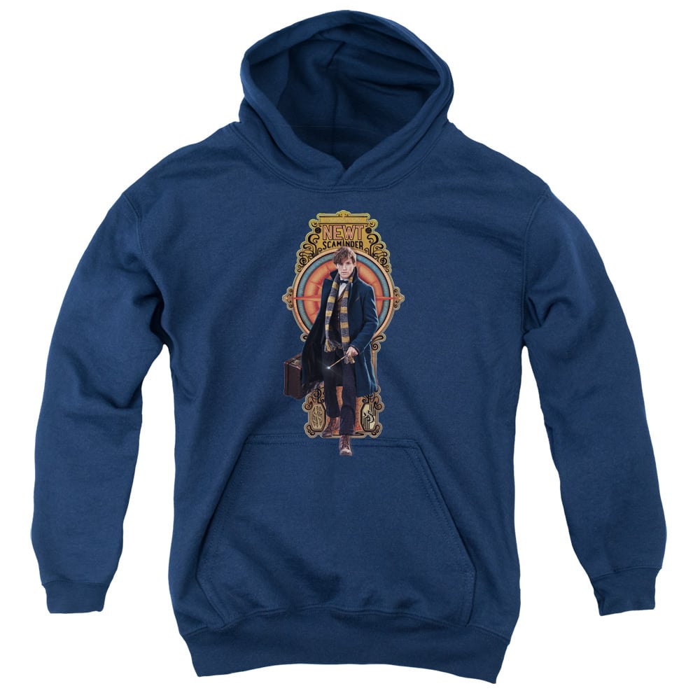WB241-YFTH-2 Fantastic Beasts T Scamander Youth Hooded Sweatshirt, Navy - Medium