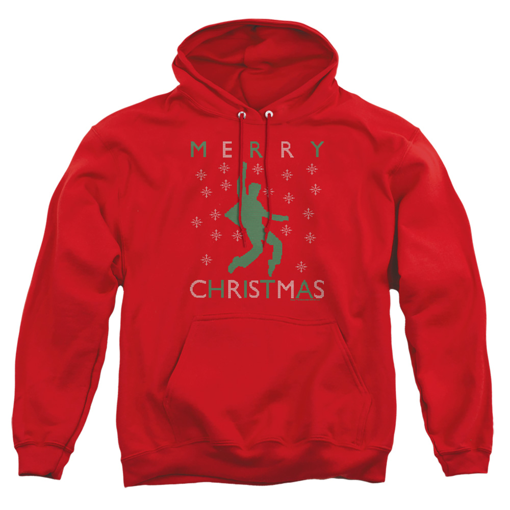 ELV1069-AFTH-5 Elvis Dancing Ugly Christmas Adult Pullover Hoodie, Red - 2X