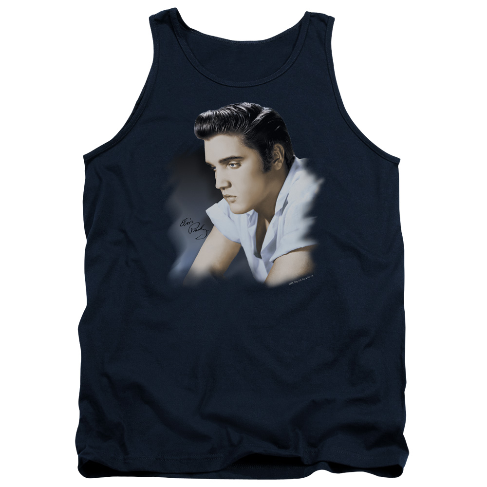 ELV264-TK-1 Elvis Presley Blue Profile Adult Tank Top, Navy - Small