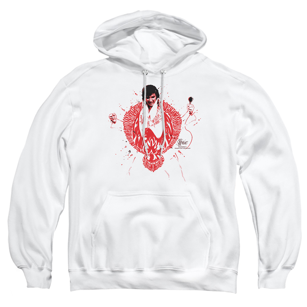 ELV565-AFTH-1 Elvis Presley Red Pheonix Adult Pullover Hoodie, White - Small
