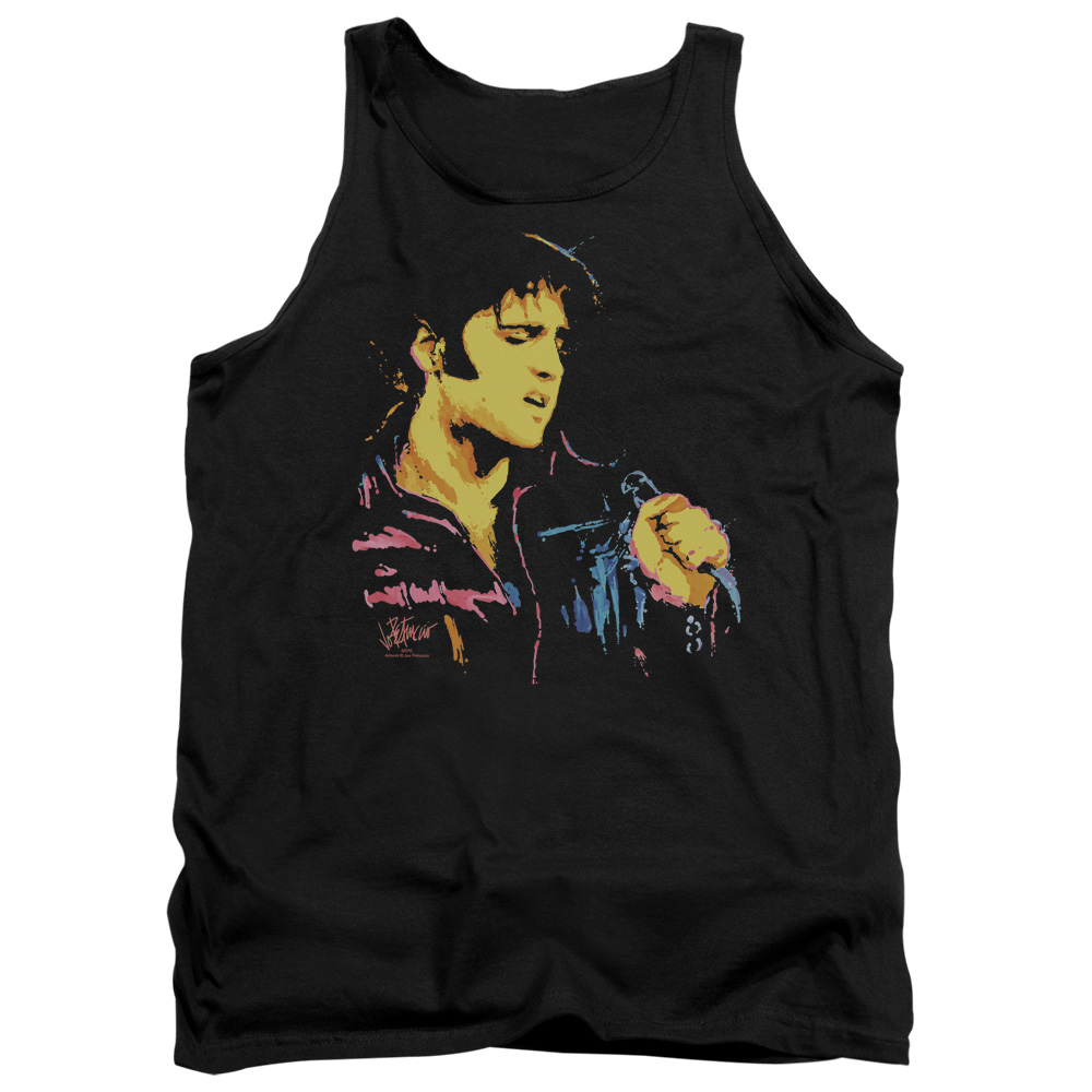 ELV573-TK-2 Elvis Presley Neon Adult Tank Top, Black - Medium