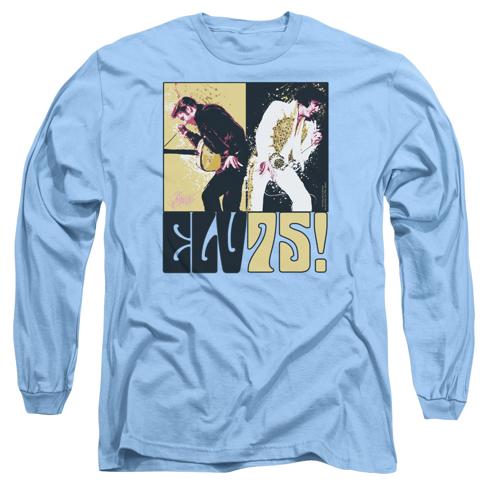 ELV655-AL-3 Elvis Presley Still The King Adult Long Sleeve T-Shirt, Carolina Blue - Large