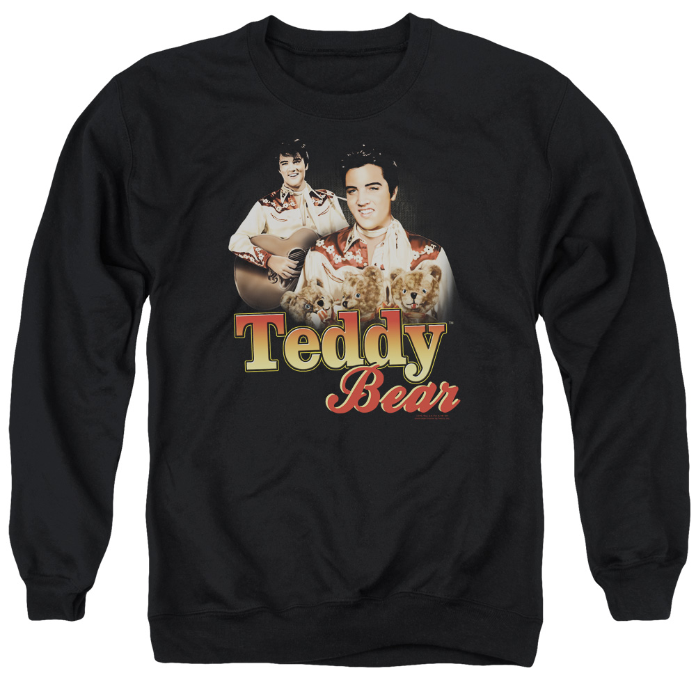 ELV701-AS-6 Elvis Presley Teddy Bear Adult Crewneck Sweatshirt, Black - 3X