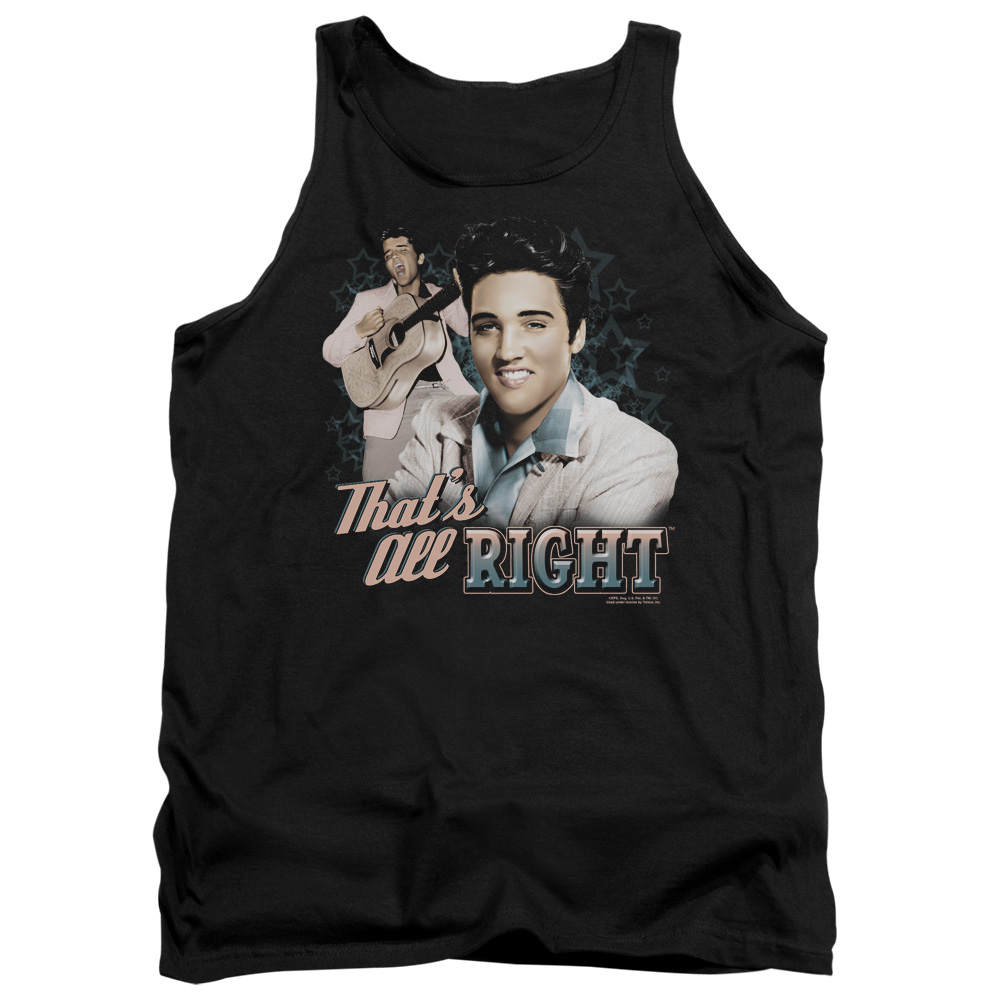 ELV703-TK-2 Elvis Presley Thats All Right Adult Tank Top, Black - Medium