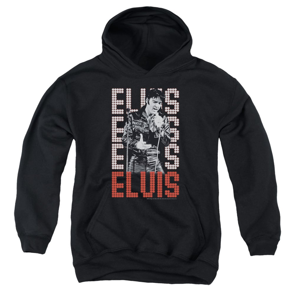 ELV769-YFTH-2 Elvis Presley 1968 Youth Hooded Sweatshirt, Black - Medium