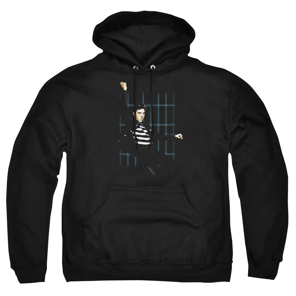 ELV725-AFTH-1 Elvis Presley Blue Bars Adult Pullover Hoodie, Black - Small