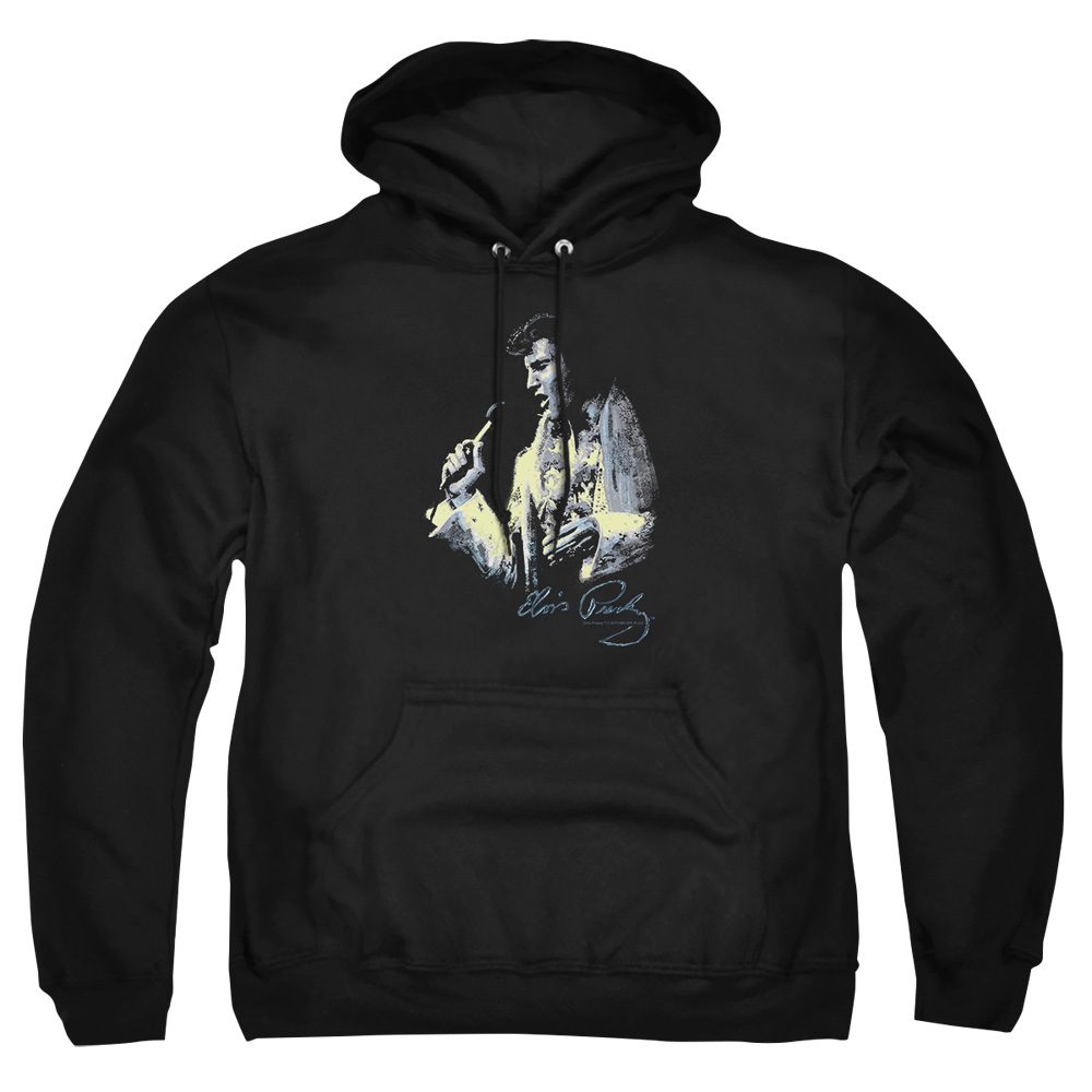 ELV772-AFTH-2 Elvis Presley Painted King Adult Pullover Hoodie, Black - Medium
