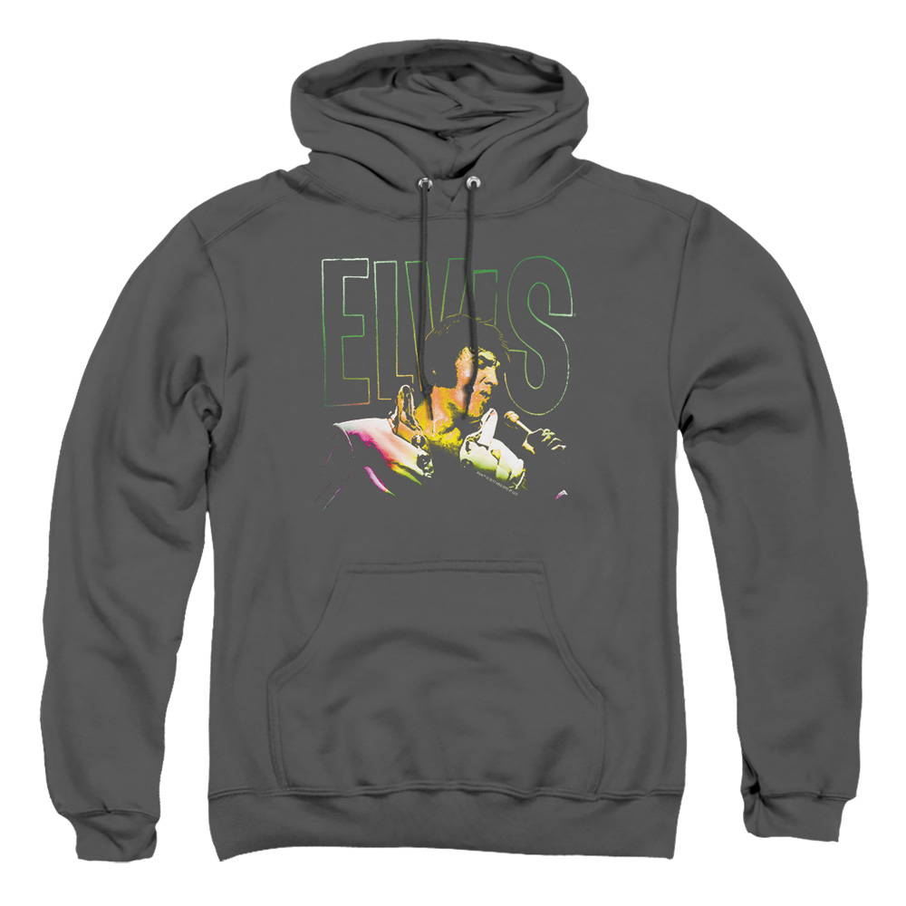 ELV811-AFTH-2 Elvis Presley Multi Color Adult Pullover Hoodie, Charcoal - Medium