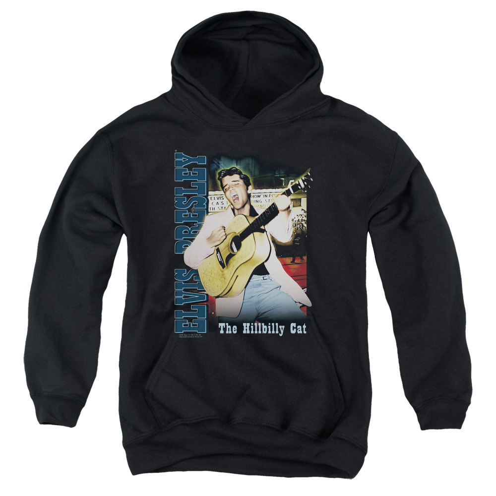 ELV829-YFTH-2 Elvis Presley Memphis Youth Hooded Sweatshirt, Black - Medium