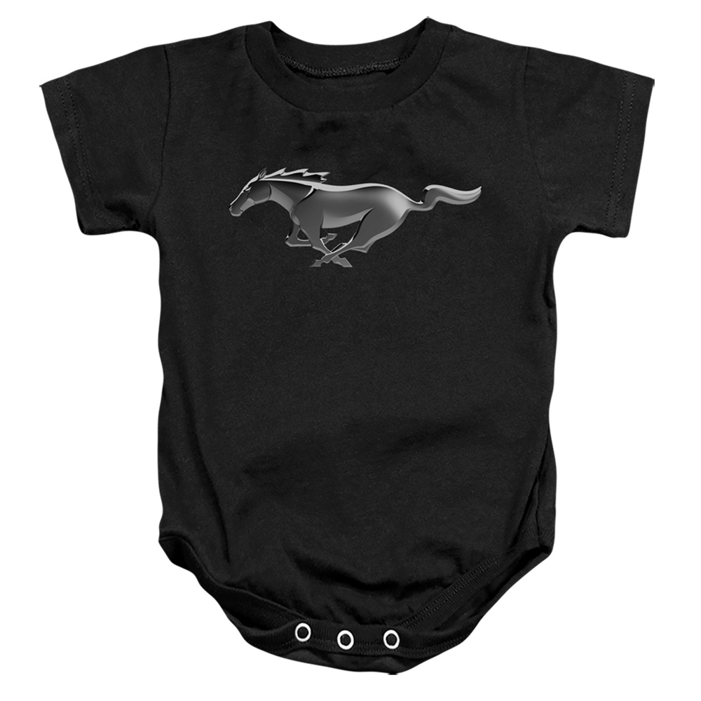 FORD208-SS-2 Ford Mustang Modern Mustang Infant Snapsuit, Black - Medium - 12 Month