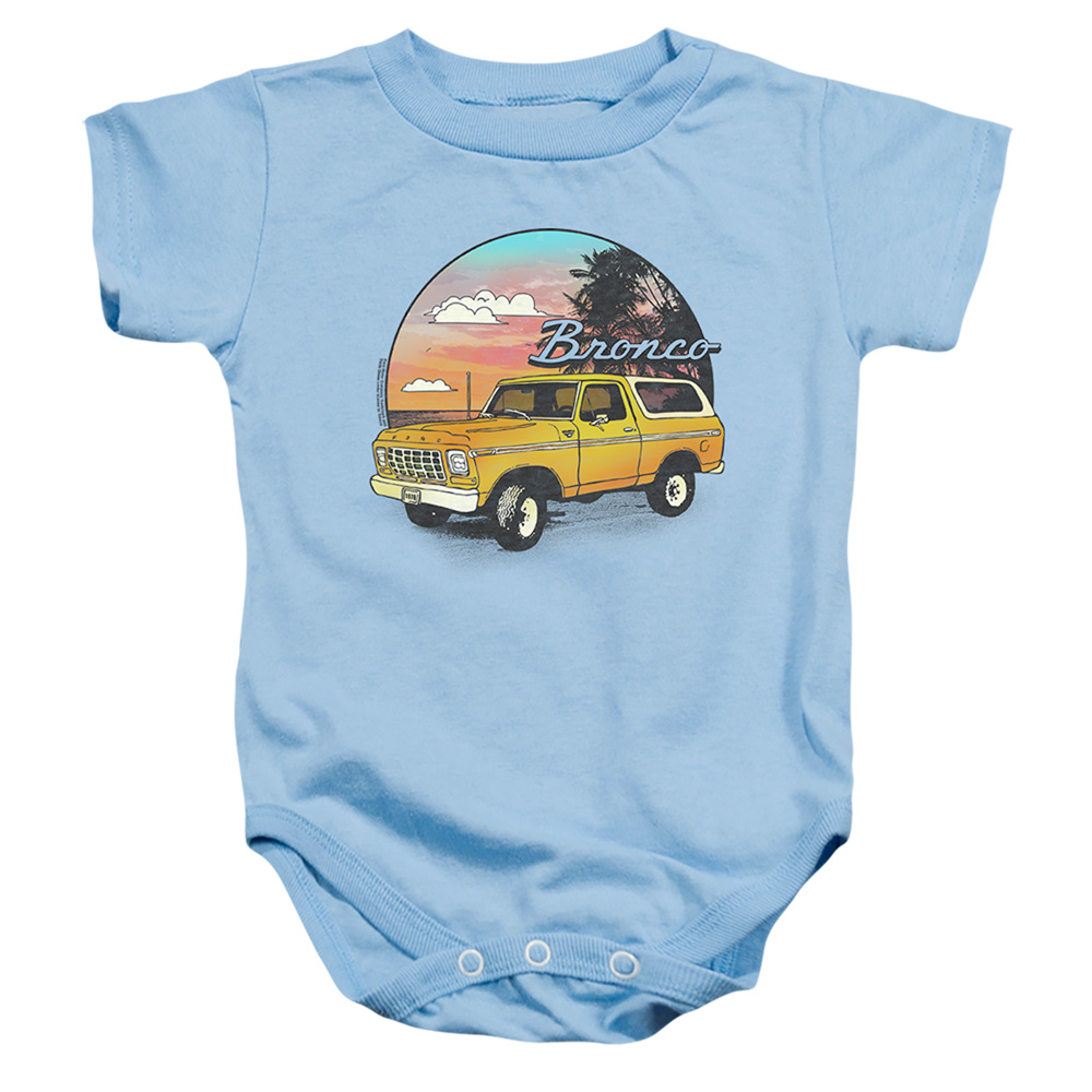 FORD10001-SS-2 Ford Bronco at the Beach Infant Snapsuit, Light Blue - Medium - 12 Month