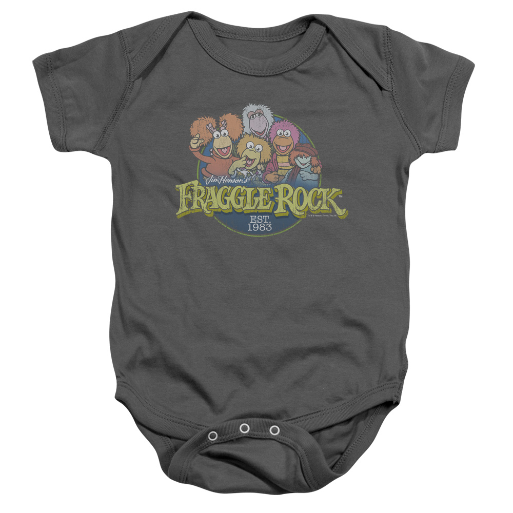 FR102-SS-4 Fraggle Rock Circle Logo Infant Snapsuit, Charcoal - Extra Large - 24 Month