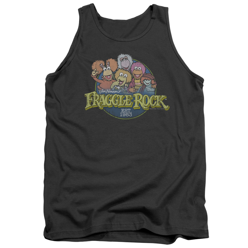 FR102-TK-4 Fraggle Rock Circle Logo Adult Tank Top, Charcoal - Extra Large