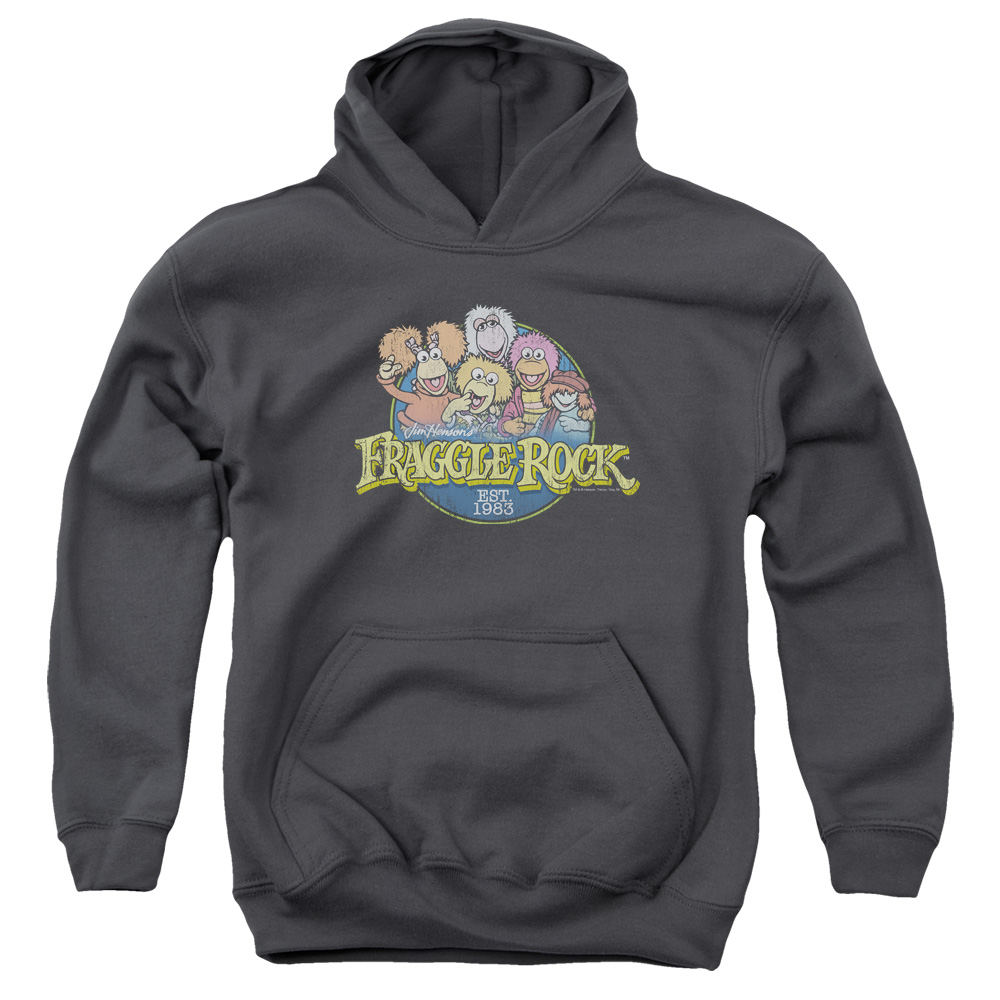 FR102-YFTH-2 Fraggle Rock Circle Logo Youth Hooded Sweatshirt, Charcoal - Medium
