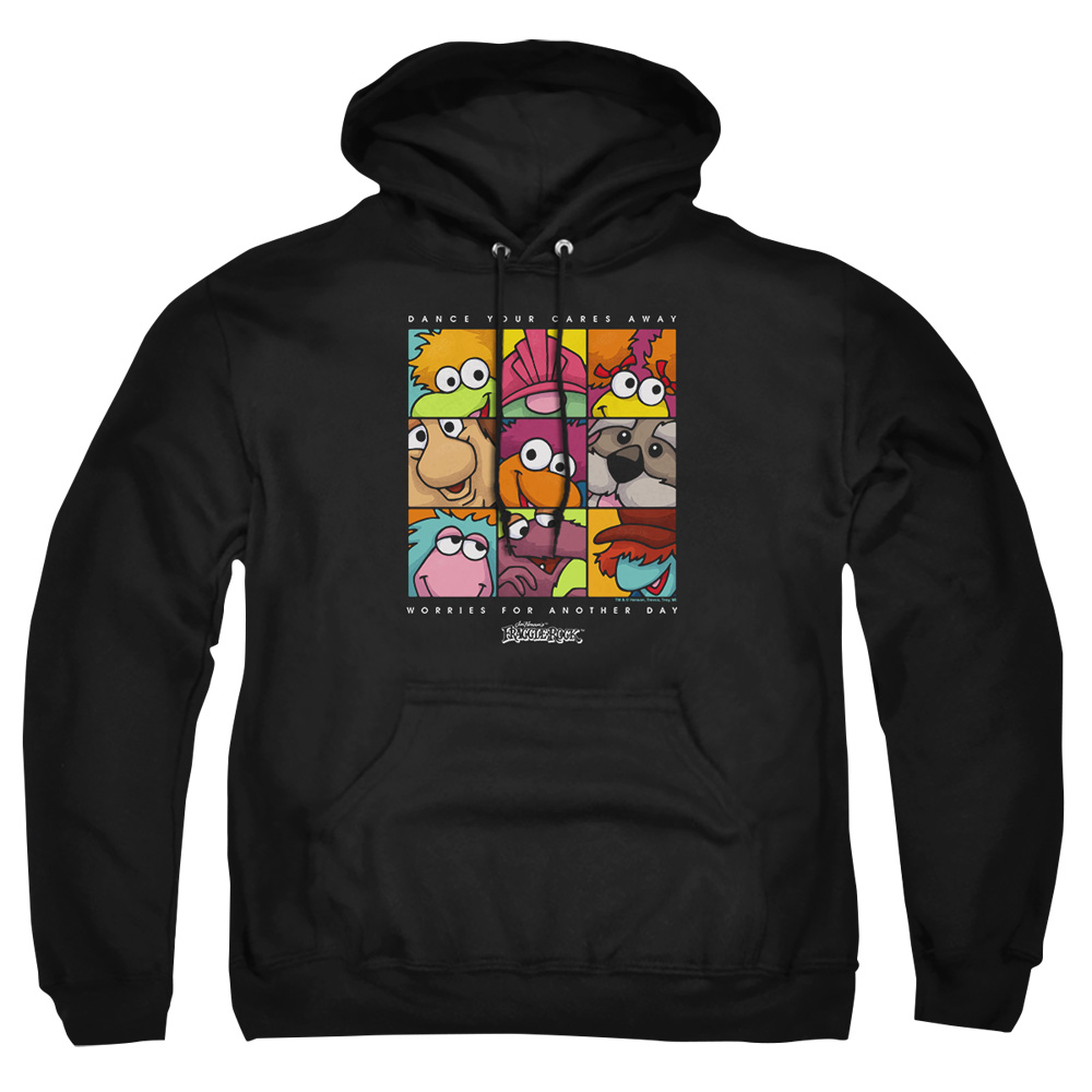 FR116-AFTH-3 Fraggle Rock Squared Adult Pullover Hoodie, Black - Large