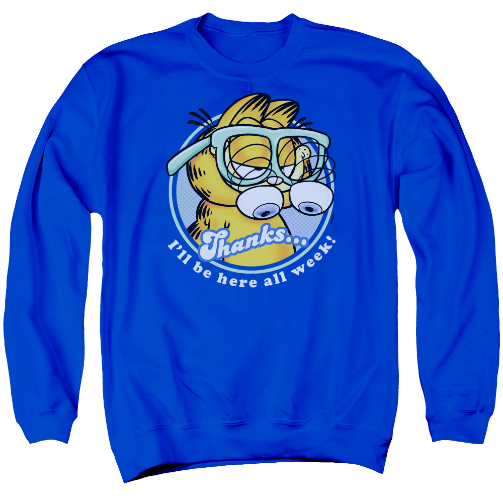GAR201-AS-2 Garfield Performing Adult Crewneck Sweatshirt, Royal - Medium