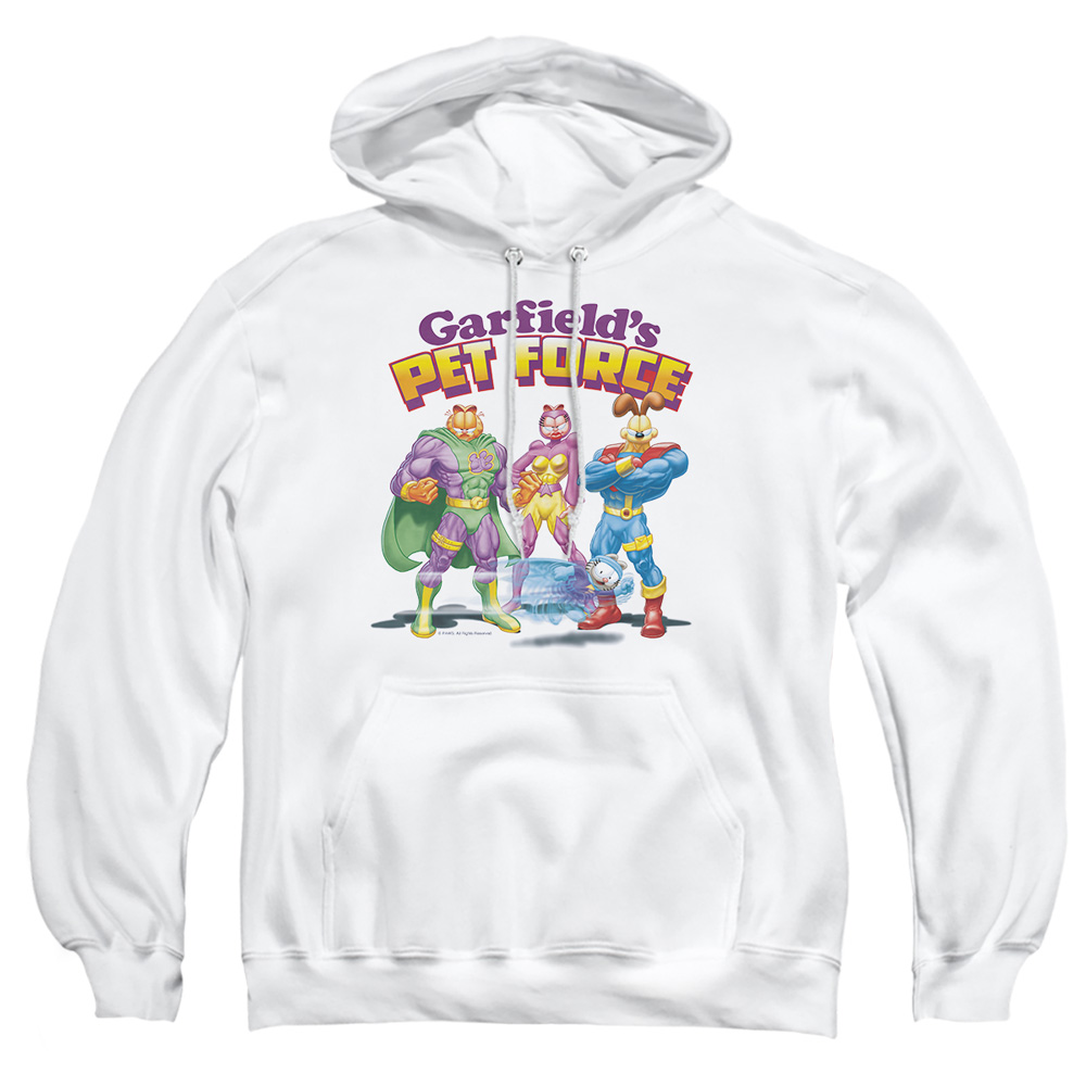 GAR436-AFTH-2 Garfield Heroes Await Adult Pullover Hoodie, White - Medium
