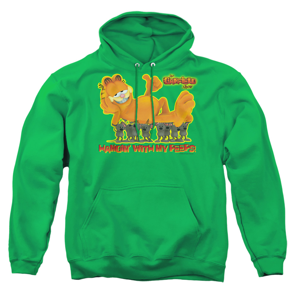GAR458-AFTH-2 Garfield My Peeps Adult Pullover Hoodie, Kelly Green - Medium