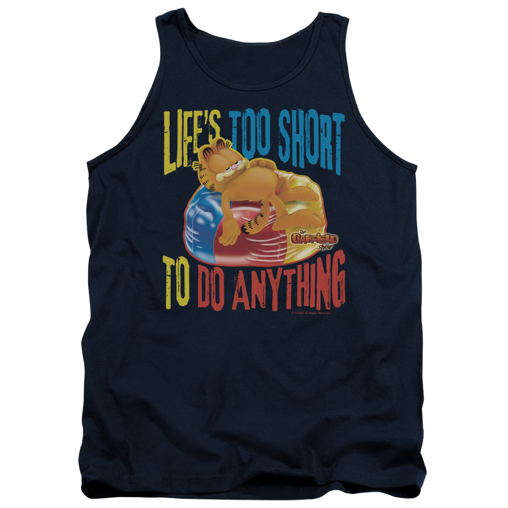 GAR466-TK-2 Garfield Too Short Adult Tank Top, Navy - Medium